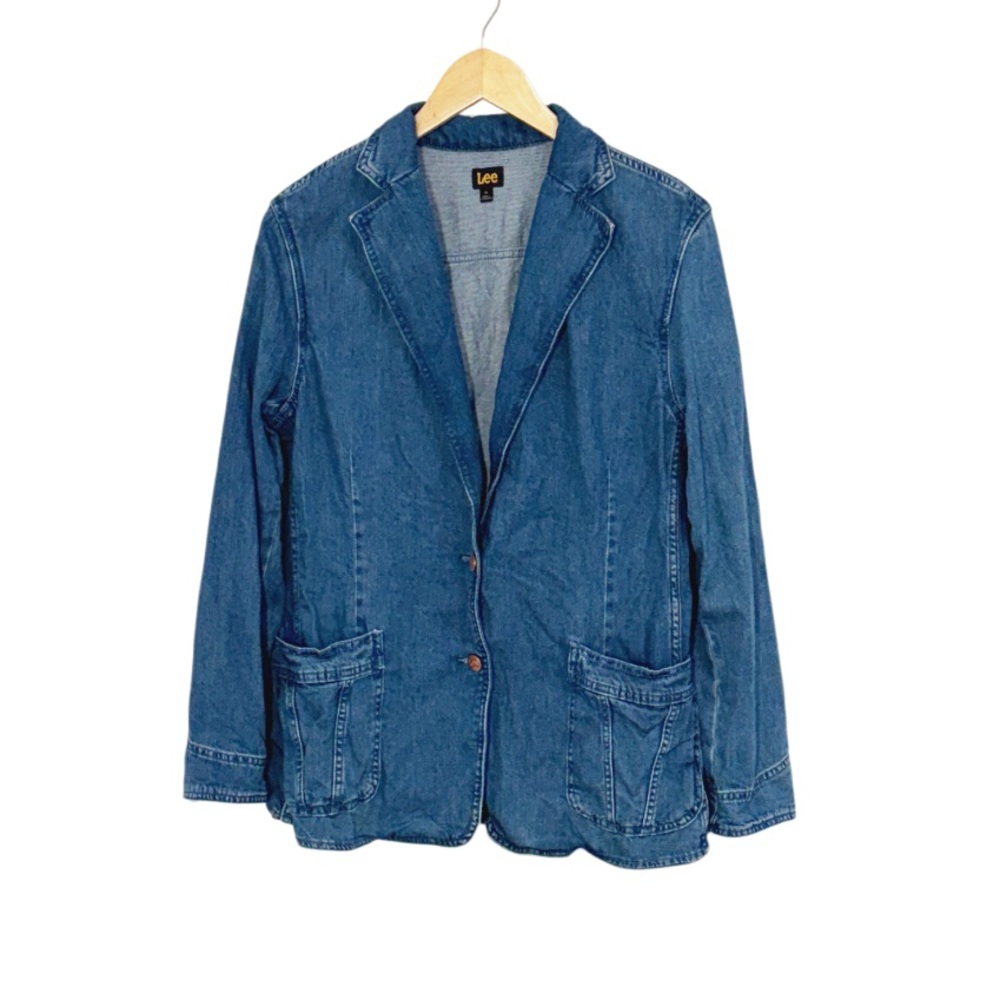 LEE Vintage Denim Blazer 2 Button Single Breasted With Pockets Size Medium